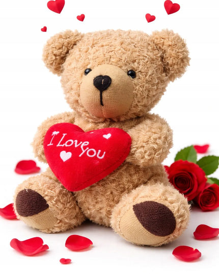 Pliušinis meškiukas „Love You“ su širdelę – mielas žaislas Motinos dienai ir Vaikų dienai, 14 cm