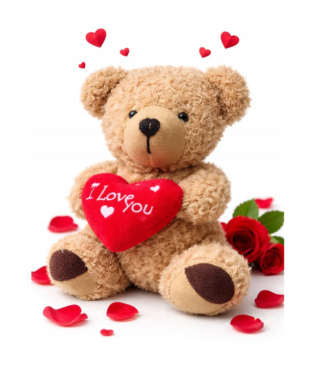Pliušinis meškiukas „Love You“ su širdelę – mielas žaislas Motinos dienai ir Vaikų dienai, 14 cm