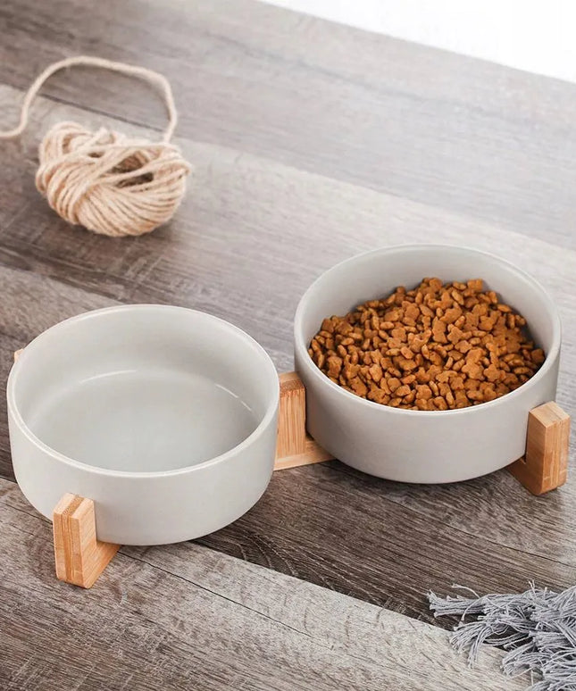 Dvigubas keraminis dubenėlių rinkinys šunims ir katėms Mersjo Gerda 2x400ml