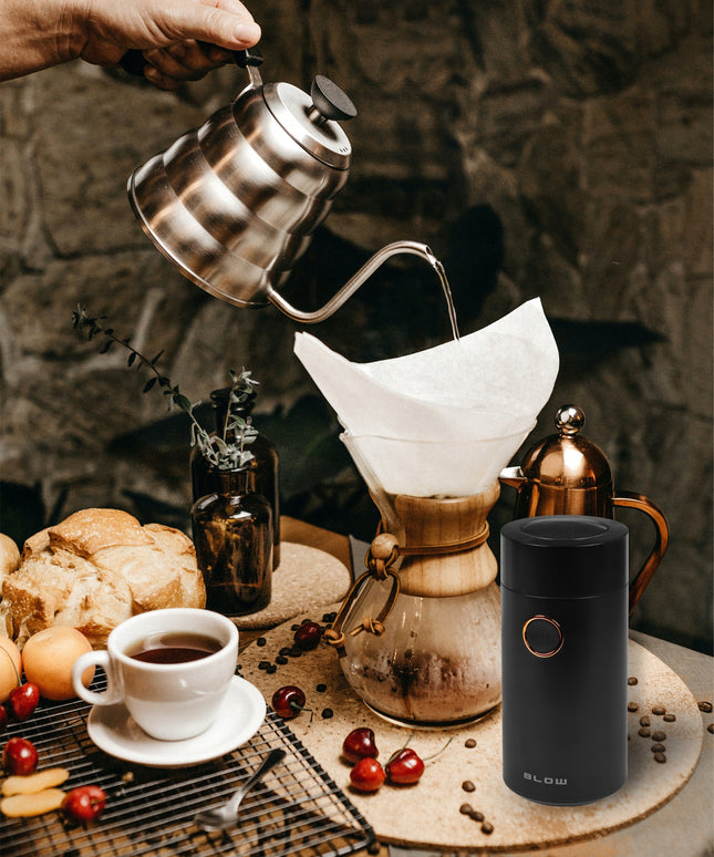 Elektrinis metalinis malūnėlis kavai, pipirams, riešutams, cukrui, žolelėms, galingas 160W, 50g