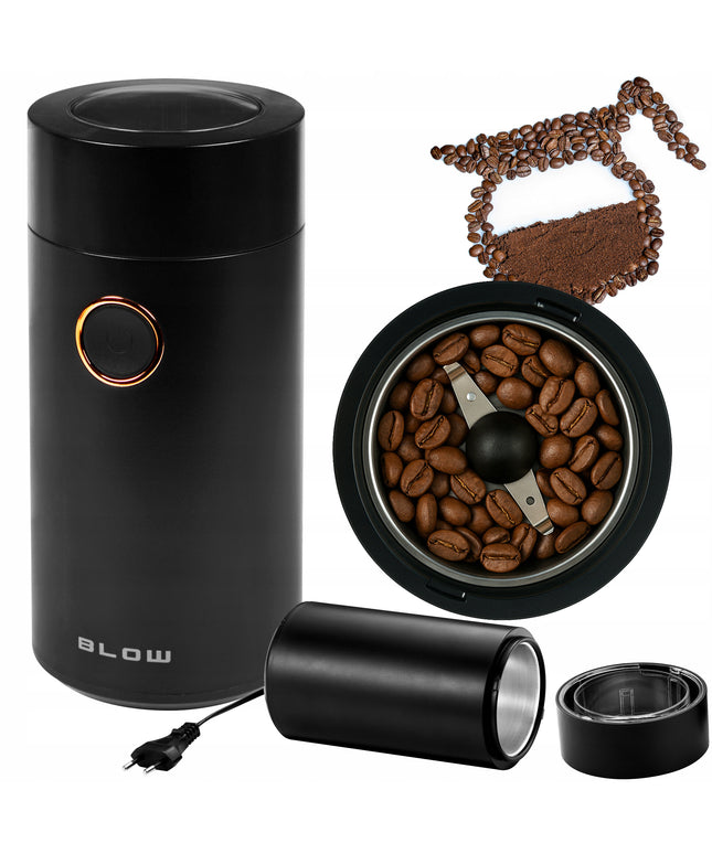 Elektrinis metalinis malūnėlis kavai, pipirams, riešutams, cukrui, žolelėms, galingas 160W, 50g