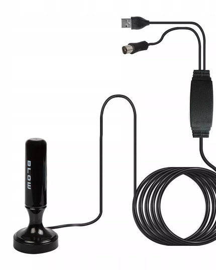 Galinga kambarinė aktyvioji antena DVBT2 TV FHD 4K MUX-8 LTE su stiprintuvu ir magnetiniu pagrindu Blow ATD40