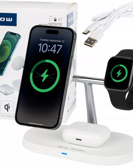 GALINGAS 3-viename BELAIDIS INDUKCINIS ĮKROVIKLIS APPLE MAGSAFE 15W USB-C