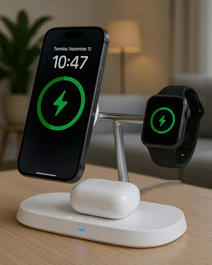 GALINGAS 3-viename BELAIDIS INDUKCINIS ĮKROVIKLIS APPLE MAGSAFE 15W USB-C