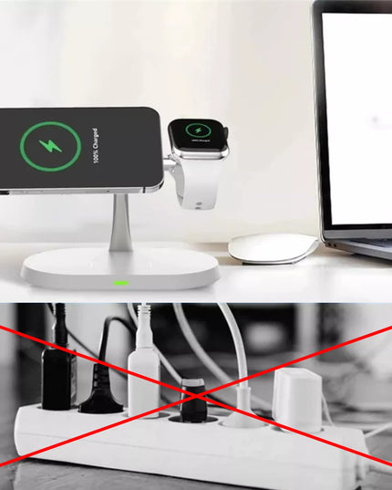 GALINGAS 3-viename BELAIDIS INDUKCINIS ĮKROVIKLIS APPLE MAGSAFE 15W USB-C