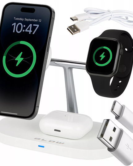 GALINGAS 3-viename BELAIDIS INDUKCINIS ĮKROVIKLIS APPLE MAGSAFE 15W USB-C