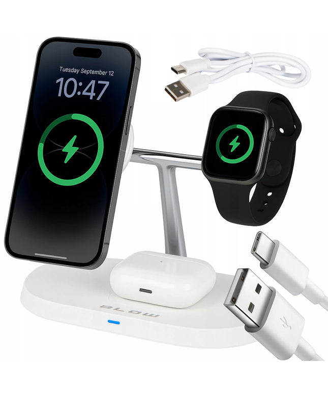 GALINGAS 3-viename BELAIDIS INDUKCINIS ĮKROVIKLIS APPLE MAGSAFE 15W USB-C