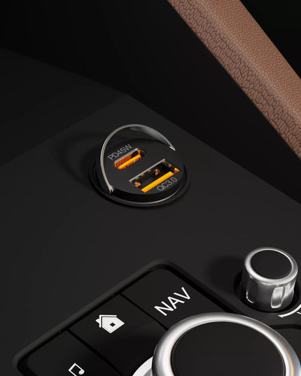 Galingas automobilinis įkroviklis, greitasis įkrovimas PD QC 45W USB - USB-C