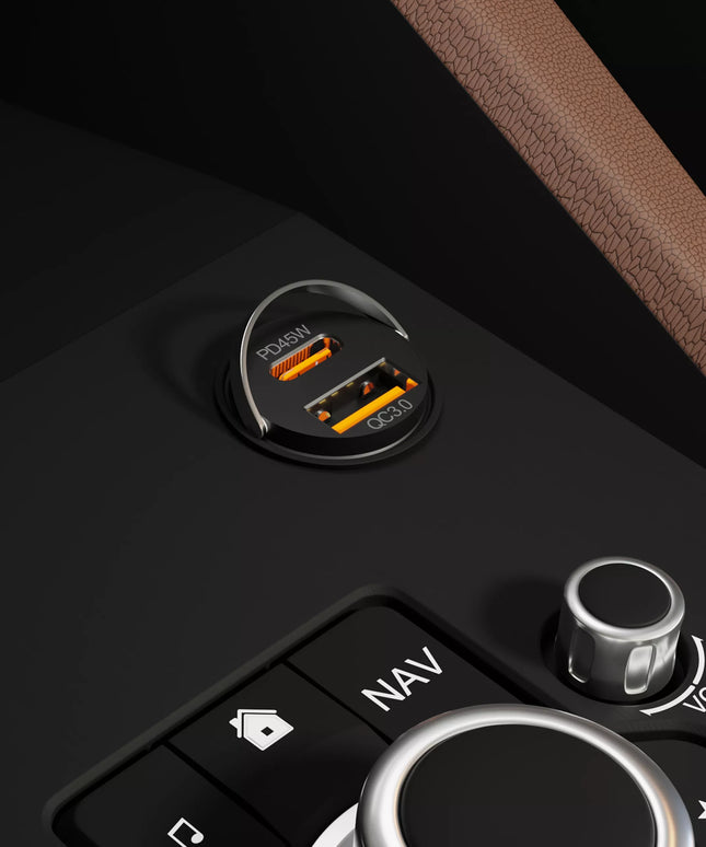 Galingas automobilinis įkroviklis, greitasis įkrovimas PD QC 45W USB - USB-C