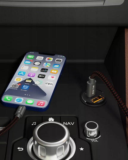 Galingas automobilinis įkroviklis, greitasis įkrovimas PD QC 45W USB - USB-C