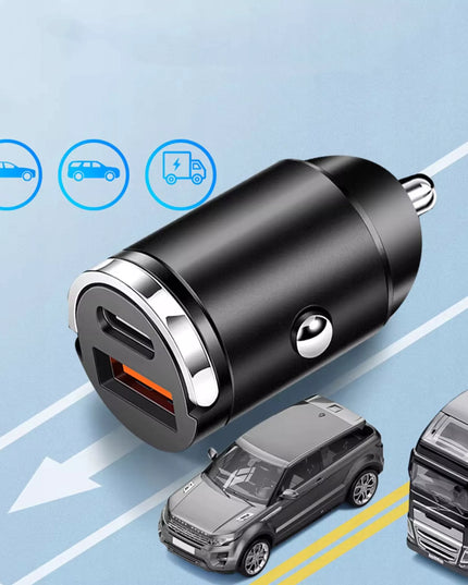 Galingas automobilinis įkroviklis, greitasis įkrovimas PD QC 45W USB - USB-C