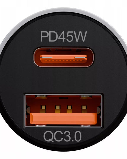 Galingas automobilinis įkroviklis, greitasis įkrovimas PD QC 45W USB - USB-C