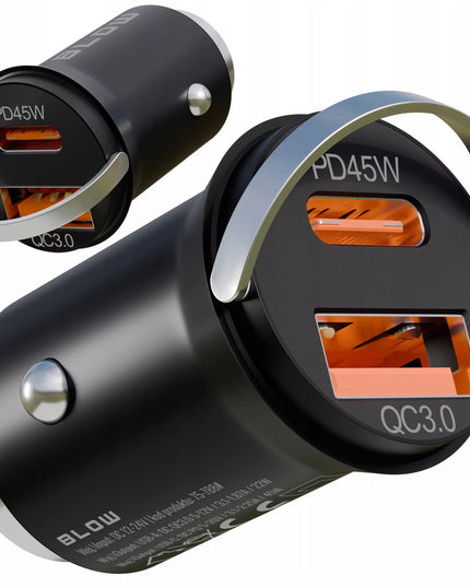 Galingas automobilinis įkroviklis, greitasis įkrovimas PD QC 45W USB - USB-C