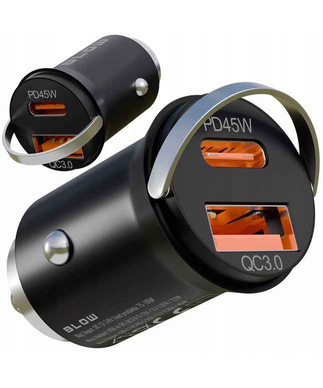 Galingas automobilinis įkroviklis, greitasis įkrovimas PD QC 45W USB - USB-C
