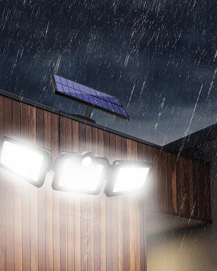 GALINGAS 3-in-1 LED COB SAULĖS ENERGIJOS ŠVIESTUVAS SU ATSKIRU SKYDELIU, JUDESIO IR PRIEBANDOS JUTIKLIU BEI NUOTOLINIO VALDYMO PULTU