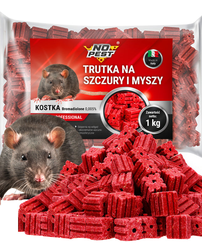 STIPRUS JATKAS ŽIURKĖMS PELĖMS RAUDONAS BLOKELIS BROMADIOLONE NO PEST 3x1KG