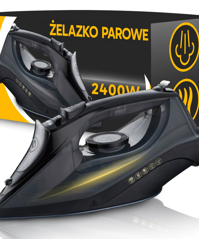 Galingas garų lygintuvas, didelė galia 2400W, keraminis paviršius, sistema "anti-drip", sistema "anti-calc"