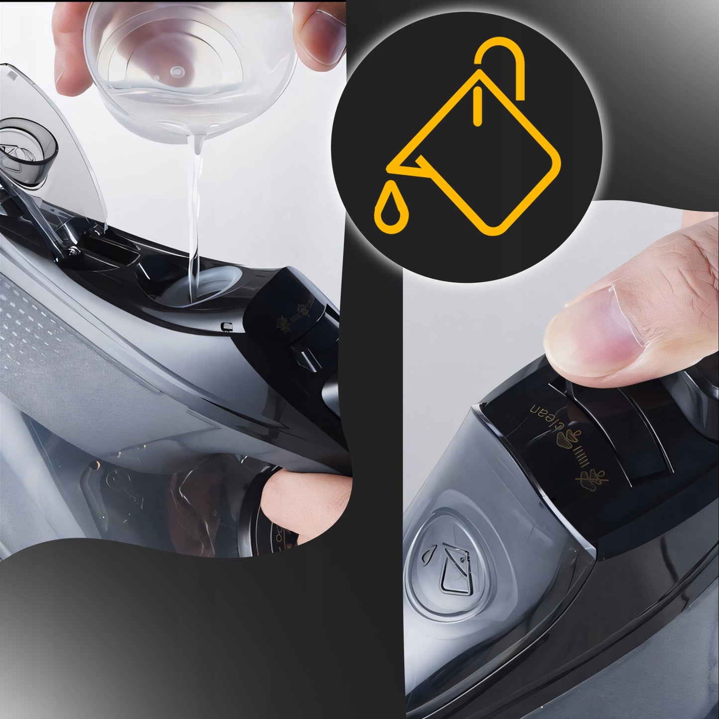 Galingas garų lygintuvas, didelė galia 2400W, keraminis paviršius, sistema "anti-drip", sistema "anti-calc"