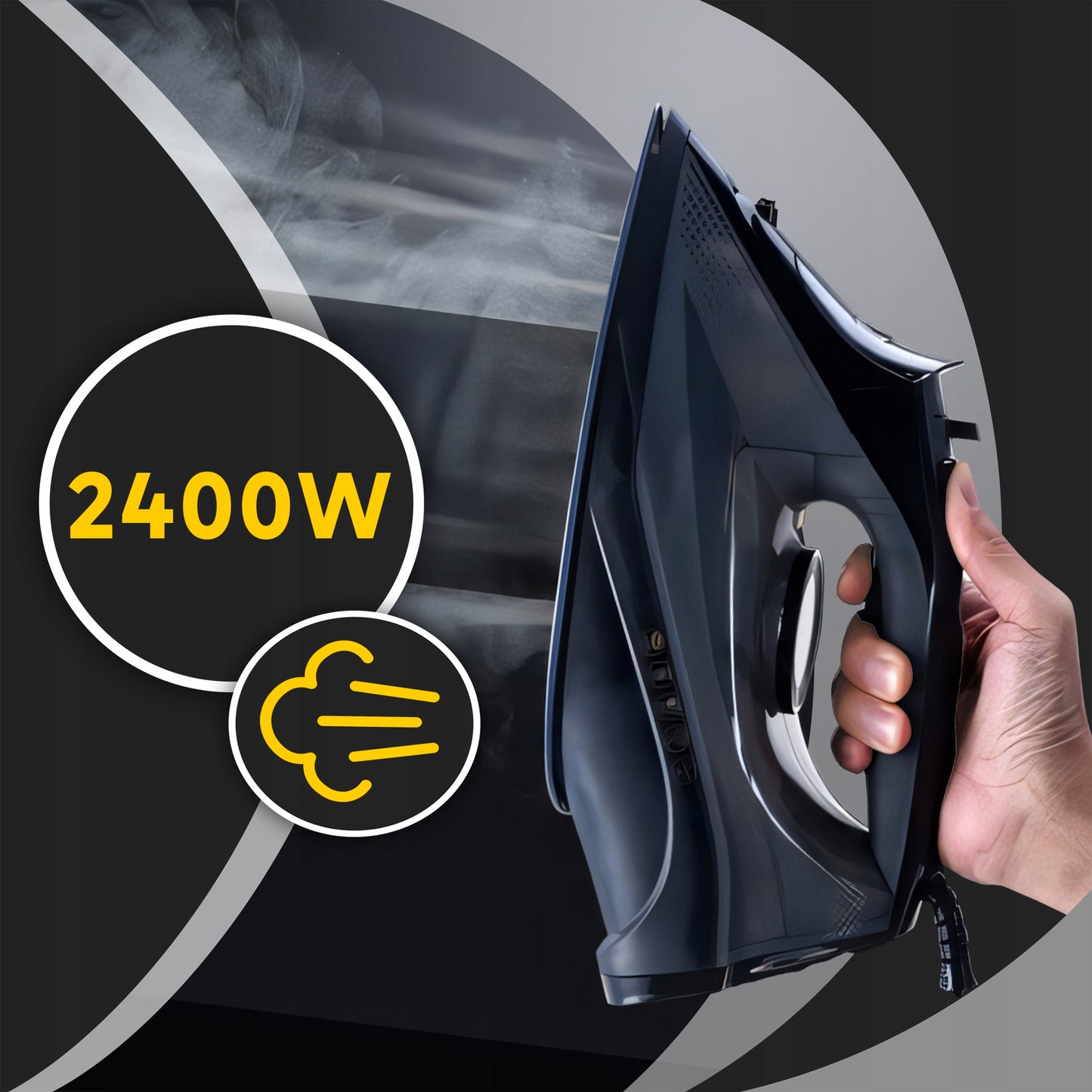 Galingas garų lygintuvas, didelė galia 2400W, keraminis paviršius, sistema "anti-drip", sistema "anti-calc"