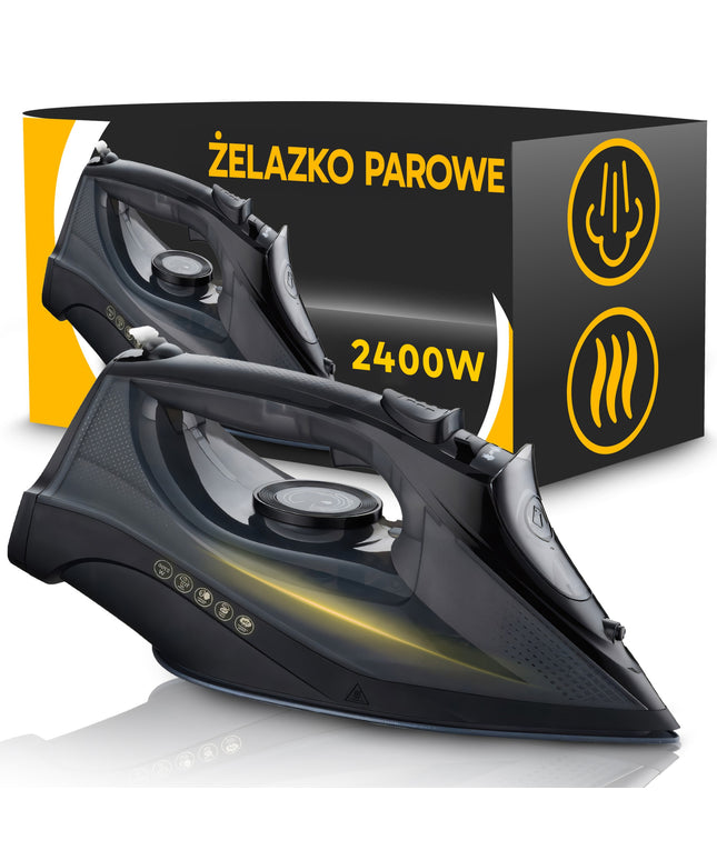 Galingas garų lygintuvas, didelė galia 2400W, keraminis paviršius, sistema "anti-drip", sistema "anti-calc"