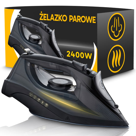 Galingas garų lygintuvas, didelė galia 2400W, keraminis paviršius, sistema "anti-drip", sistema "anti-calc"