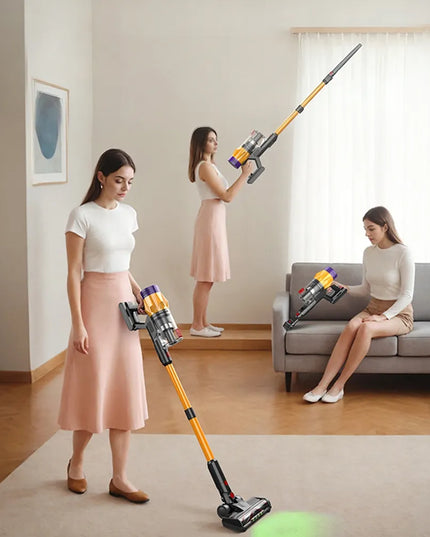 Galingas belaidis vertikalus cikloninis dulkių siurblys 550 W su LED apšvietimu
