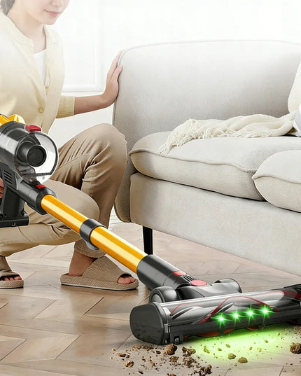 Galingas belaidis vertikalus cikloninis dulkių siurblys 550 W su LED apšvietimu