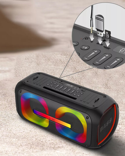 Galingas Bluetooth nešiojamas mobilus garsiakalbis su mikrofonu, nuotolinio valdymo pulteliu, USB, SD, Karaoke