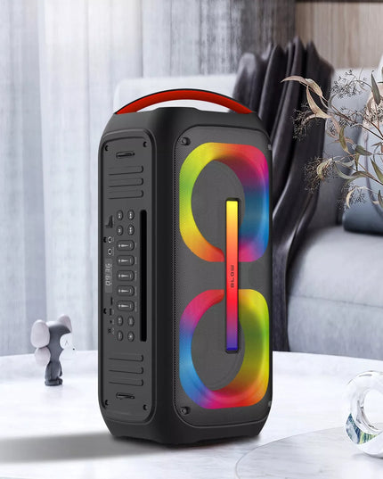 Galingas nešiojamas „Bluetooth“ garsiakalbis BLOW DJBOX su mikrofonu, nuotolinio valdymo pulteliu, USB ir SD jungtimis bei karaokės funkcija