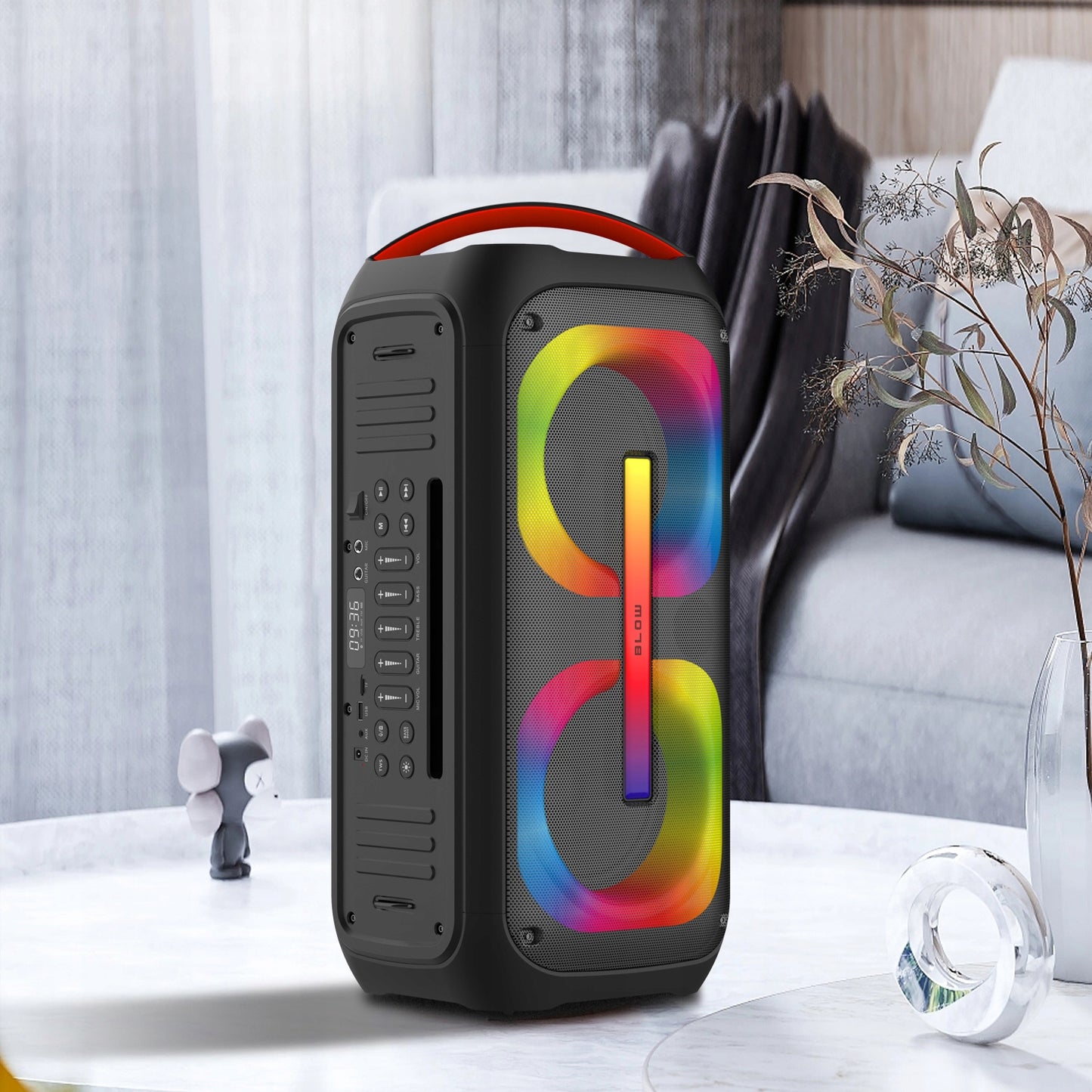 Galingas Bluetooth nešiojamas mobilus garsiakalbis su mikrofonu, nuotolinio valdymo pulteliu, USB, SD, Karaoke