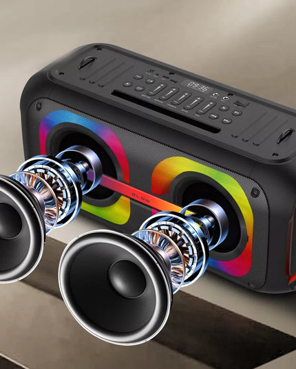 Galingas nešiojamas „Bluetooth“ garsiakalbis BLOW DJBOX su mikrofonu, nuotolinio valdymo pulteliu, USB ir SD jungtimis bei karaokės funkcija