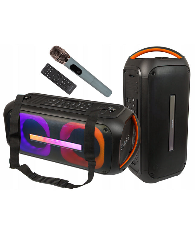 Galingas Bluetooth nešiojamas mobilus garsiakalbis su mikrofonu, nuotolinio valdymo pulteliu, USB, SD, Karaoke