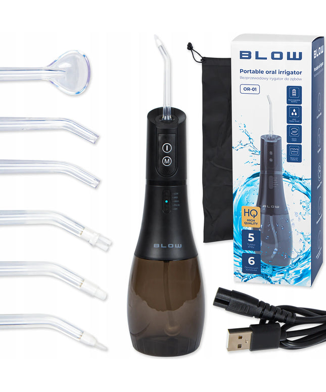 Galingas belaidis BLOW dantų irigatorius, 5 režimai, 400 ml, su dėklu