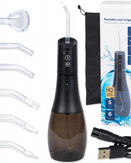 Galingas belaidis burnos irigatorius, 5 režimai, 400 ml, su dėklu