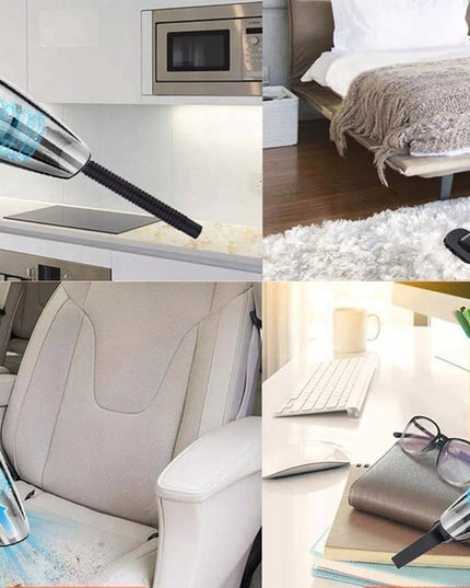 Galingas belaidis automobilinis dulkių siurblys su HEPA filtru ir antgaliais