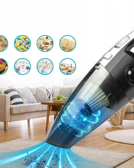 Galingas belaidis automobilinis dulkių siurblys su HEPA filtru ir antgaliais