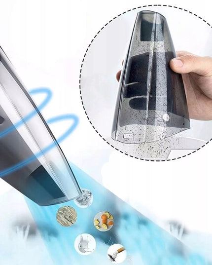 Galingas belaidis automobilinis dulkių siurblys su HEPA filtru ir antgaliais