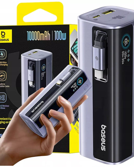GALINGAS BASEUS 10000 mAh 100 W EnerGeek GR11 POWERBANKAS SU IŠTRAUKIAMU USB-C LAIDU
