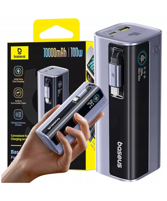 GALINGAS BASEUS 10000 mAh 100 W EnerGeek GR11 POWERBANKAS SU IŠTRAUKIAMU USB-C LAIDU
