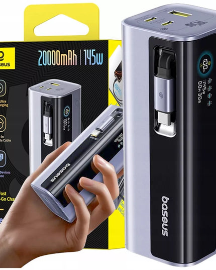 Galingas išorinis akumuliatorius BASEUS 20000 mAh 145W EnerGeek GR11 su įtraukiamu USB-C laidu