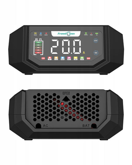 Galingas 20 A 12 V / 24 V akumuliatorių įkroviklis mikroautobusams ir automobiliams, FreedConn
