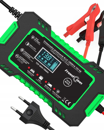Galingas „FreedConn“ 12 V, 6 A automobilio akumuliatoriaus įkroviklis, užrašai lenkų kalba