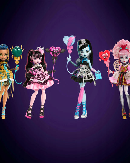 MONSTER HIGH DRACULAURA „BAISIAI SALDUS GIMTADIENIS“ LĖLĖ 27 CM, BALIONAS IR AKSESUARAI