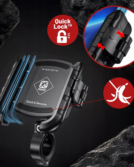 Motociklinis telefono laikiklis, antivibracinis, USB-C PD 36W krovimas, ant vairo