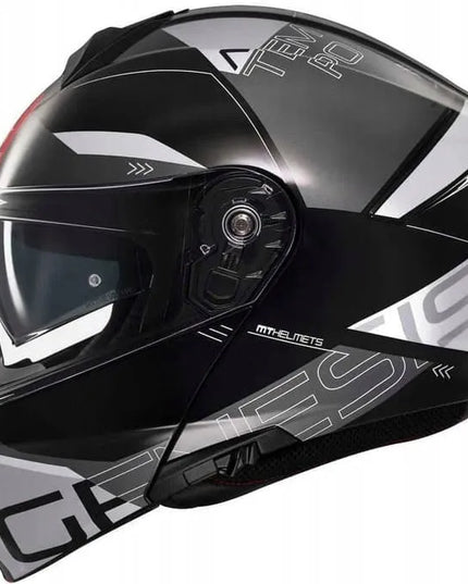 MT HELMETS GENESIS SV ATEMPO B2 BLACK GREY atverčiamas motociklininko šalmas