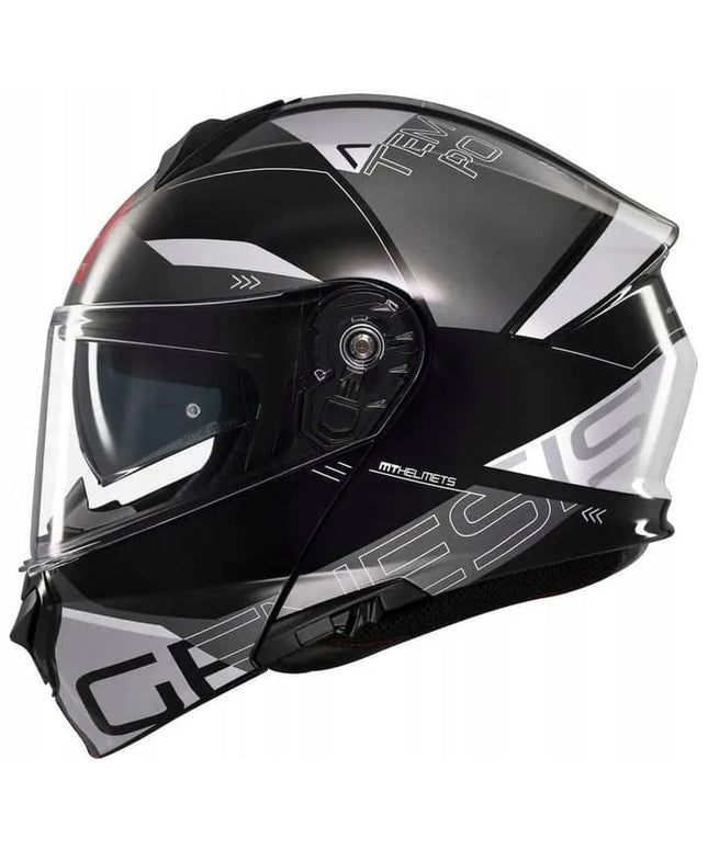 MT HELMETS GENESIS SV ATEMPO B2 BLACK GREY atverčiamas motociklininko šalmas