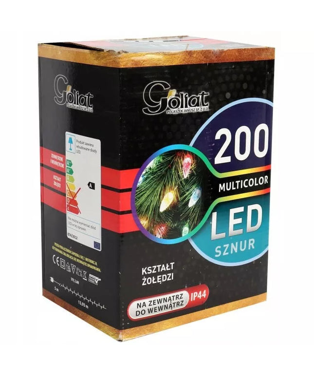 Daugiaspalvės Kalėdinės Eglutės Lemputės „Gilės“ 200 LED 19 Metrų Goliat