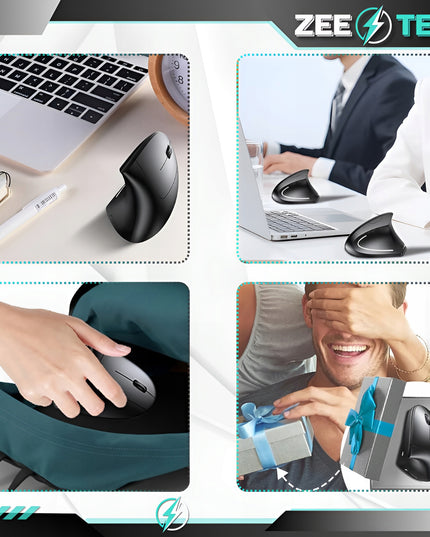 Belaidė vertikali tyli pelė kompiuteriui, nešiojamam kompiuteriui