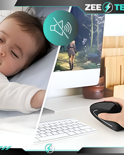 Belaidė vertikali tyli pelė kompiuteriui, nešiojamam kompiuteriui