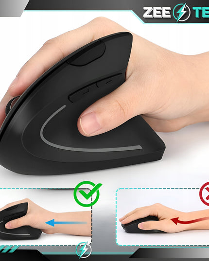 Belaidė vertikali tyli pelė kompiuteriui, nešiojamam kompiuteriui